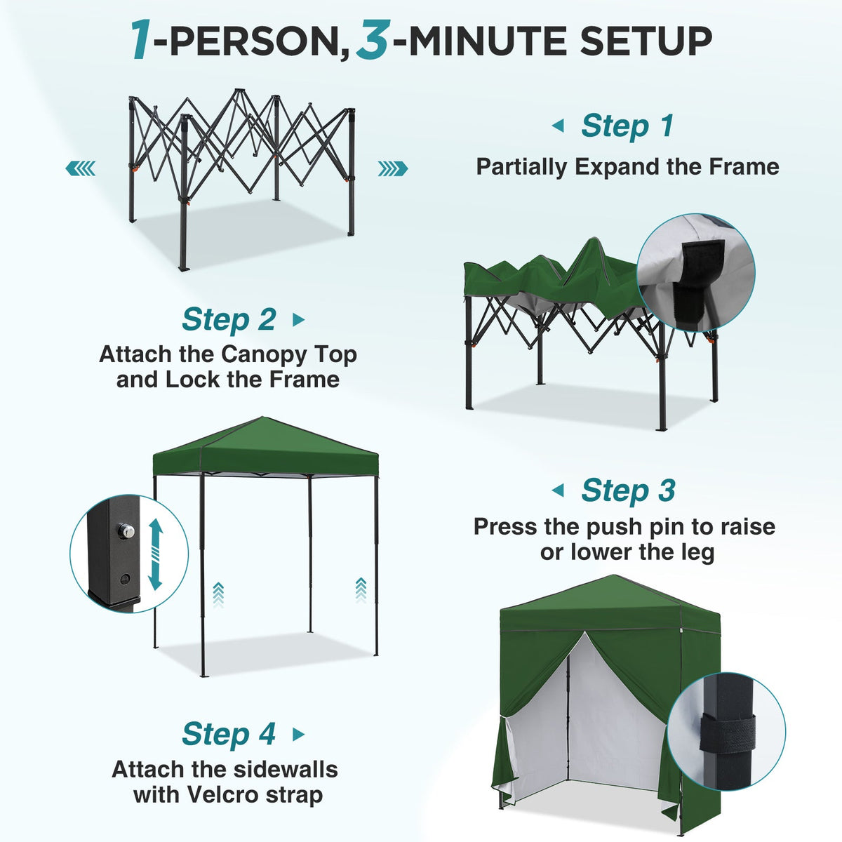 6x4 Instant Pop Up Canopy Tent with 4 Sidewalls - Eagle Peak®