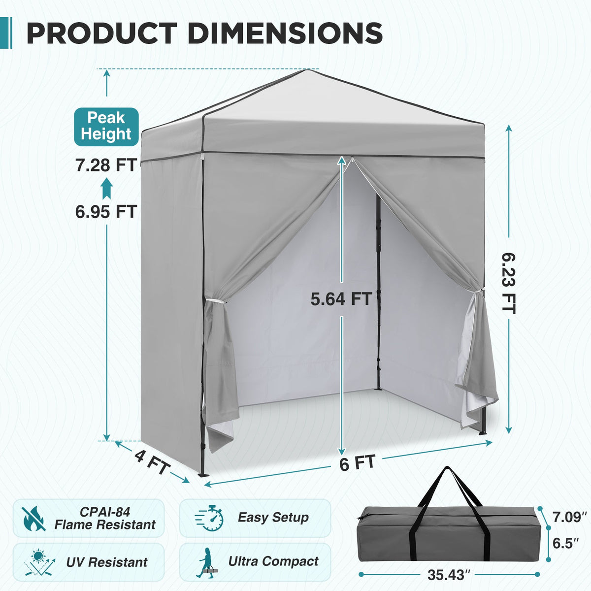 6x4 Instant Pop Up Canopy Tent with 4 Sidewalls - Eagle Peak®