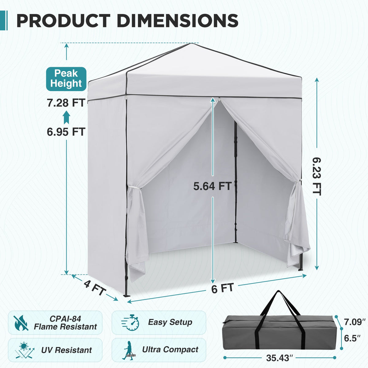 6x4 Instant Pop Up Canopy Tent with 4 Sidewalls - Eagle Peak®