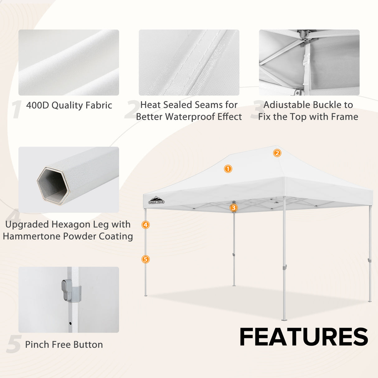Commercial Heavy Duty 10x15/10x20 Pop Up Canopy, 4 Sidewalls