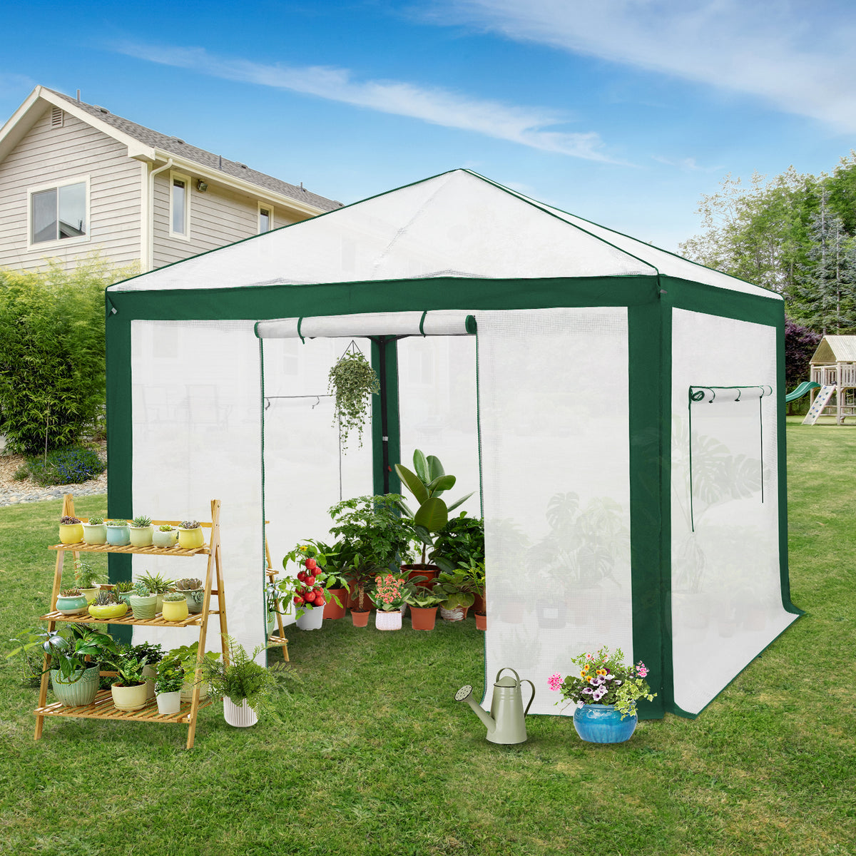 6x4/8x6/10x10 Walk In Pop Up Greenhouse