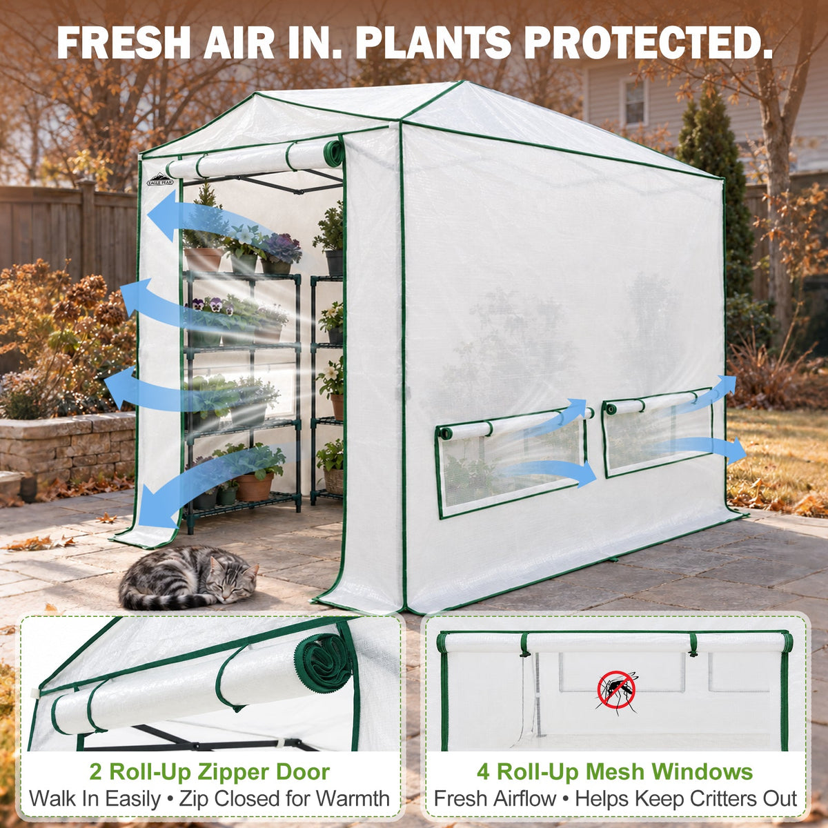 8x6/12x8 Easy Setup Pop Up Greenhouse, Support Pole - Eagle Peak®