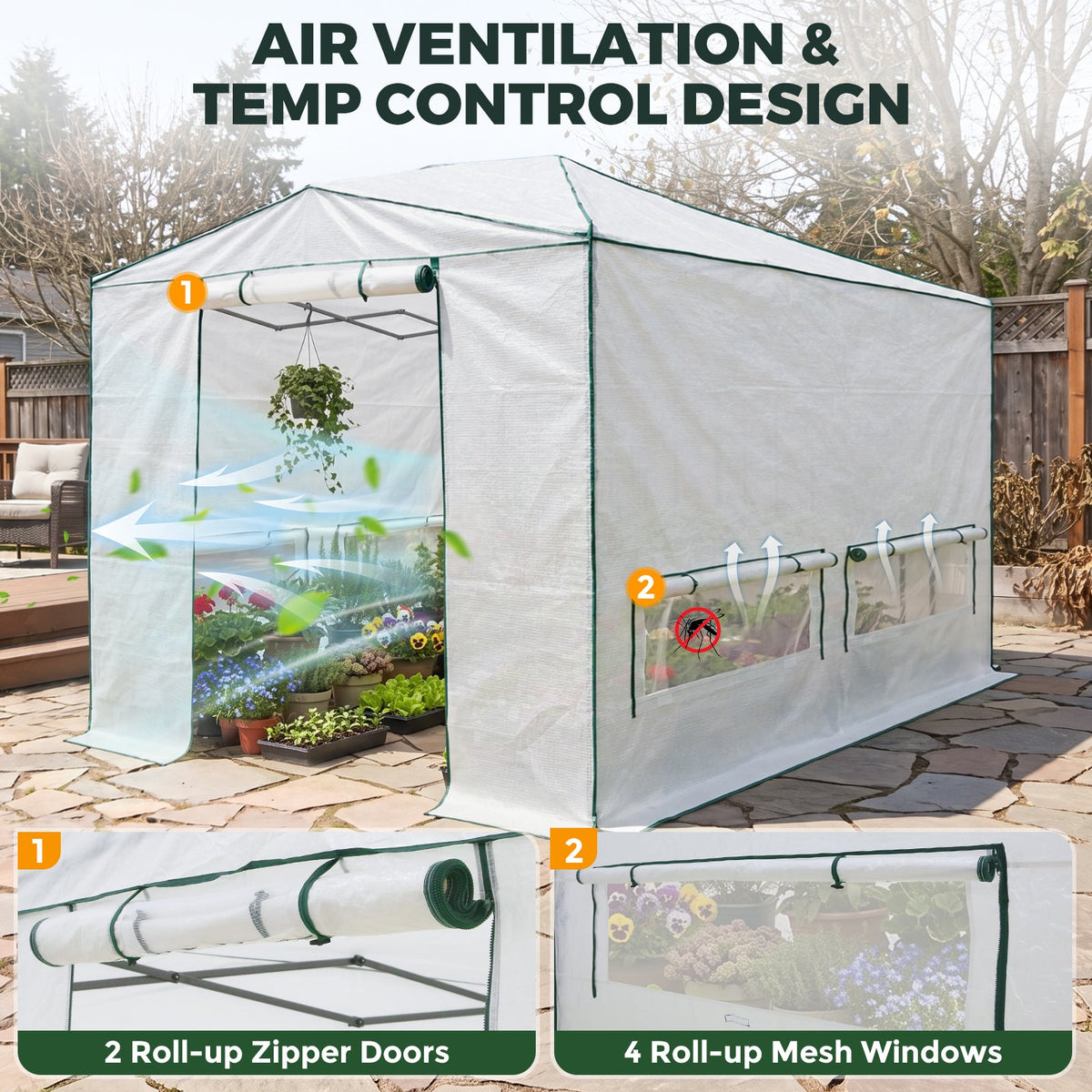 8x6/12x8 Easy Setup Pop Up Greenhouse, Support Pole - Eagle Peak®