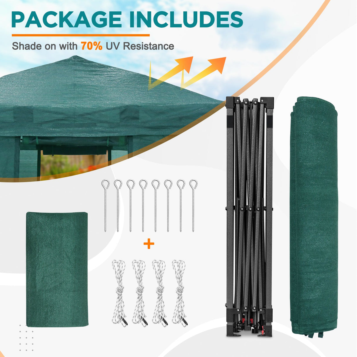 8x6/8x12/10x10 Walk in Shade Cloth Cover Greenhouse Gable Roof Gardening Green House with Mesh Cover - Eagle Peak Custom Canopy Tent