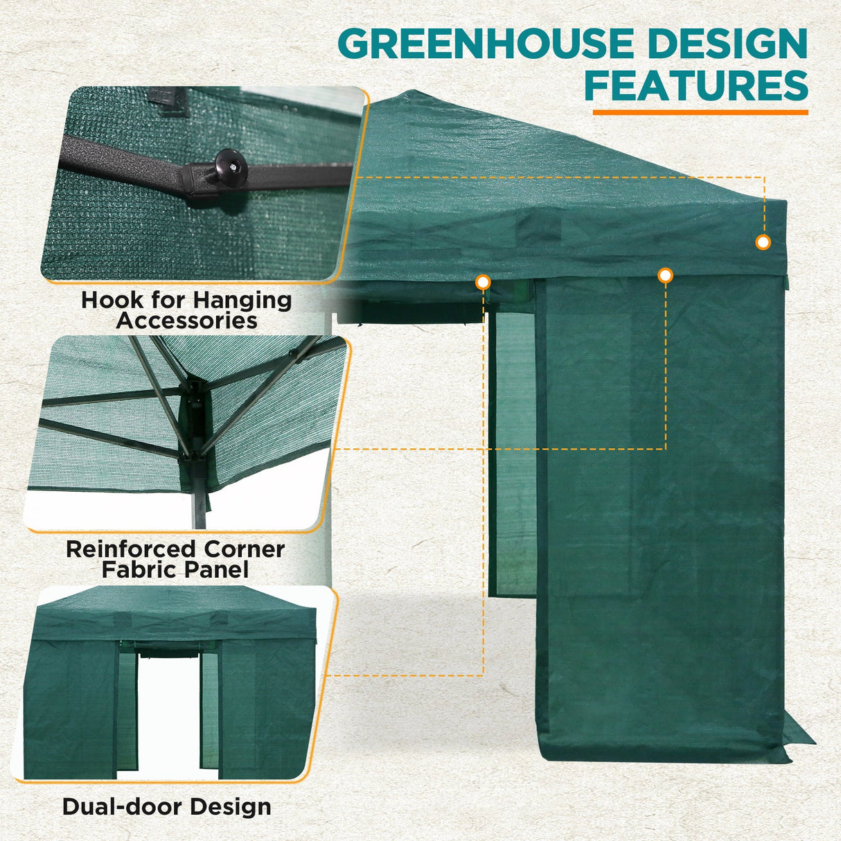 8x6/8x12/10x10 Walk in Shade Cloth Cover Greenhouse Gable Roof Gardening Green House with Mesh Cover - Eagle Peak Custom Canopy Tent