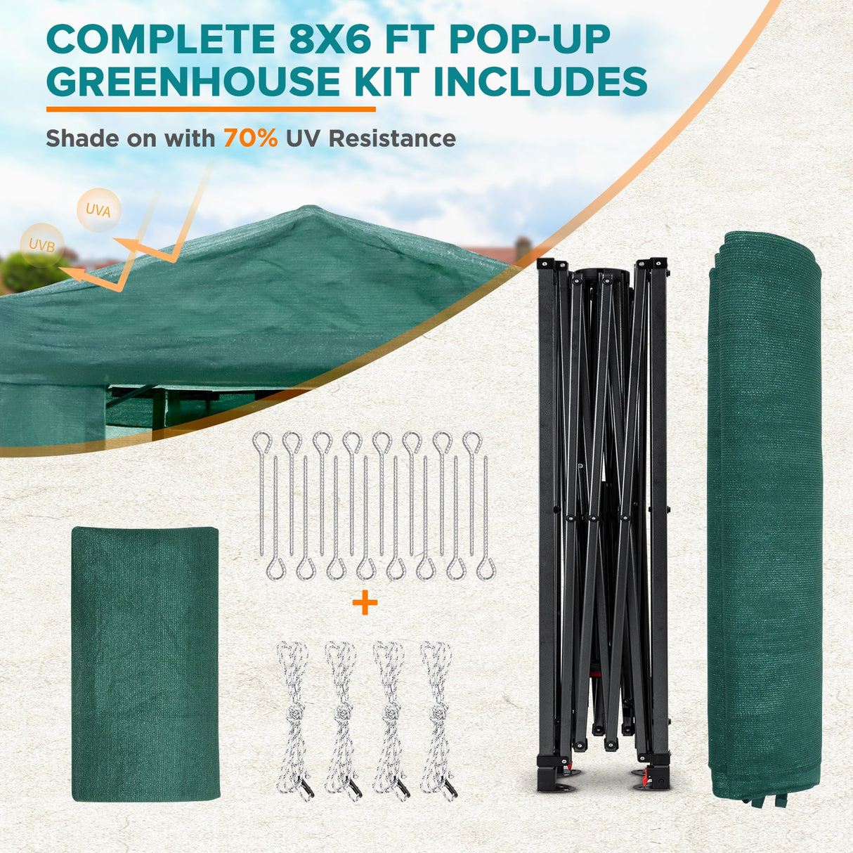 8x6/8x12/10x10 Walk in Shade Cloth Cover Greenhouse Gable Roof Gardening Green House with Mesh Cover - Eagle Peak Custom Canopy Tent