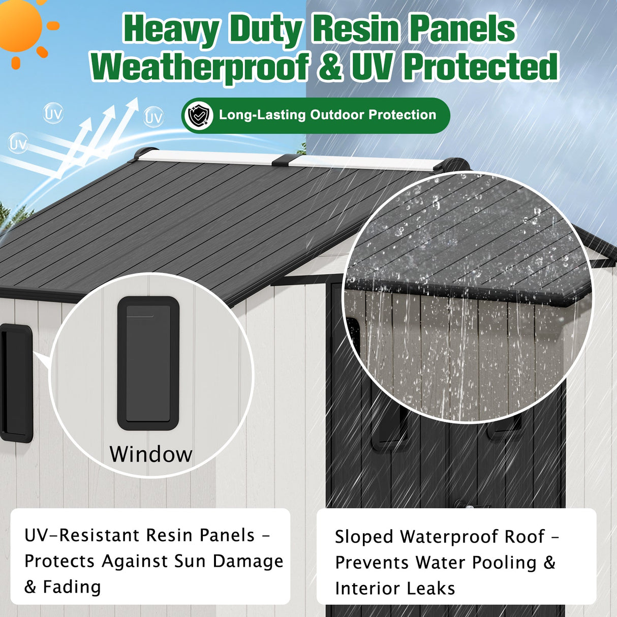 8x6/8x8 Resin Outdoor Storage Shed,Weatherproof Garden Shed - Eagle Peak Custom Canopy Tent