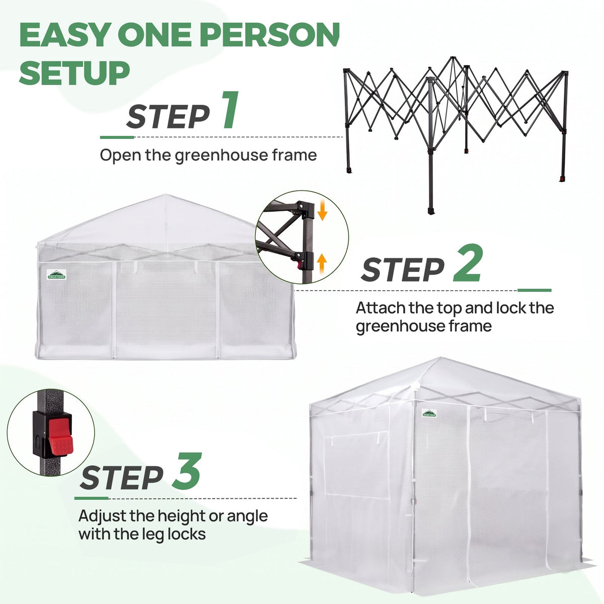 8x8 Easy Setup Pop Up Greenhouse - Eagle Peak®