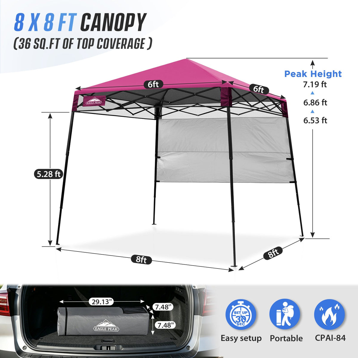 8X8 Pop Up Canopy Tent, Compact Backpack Canopy - Eagle Peak®