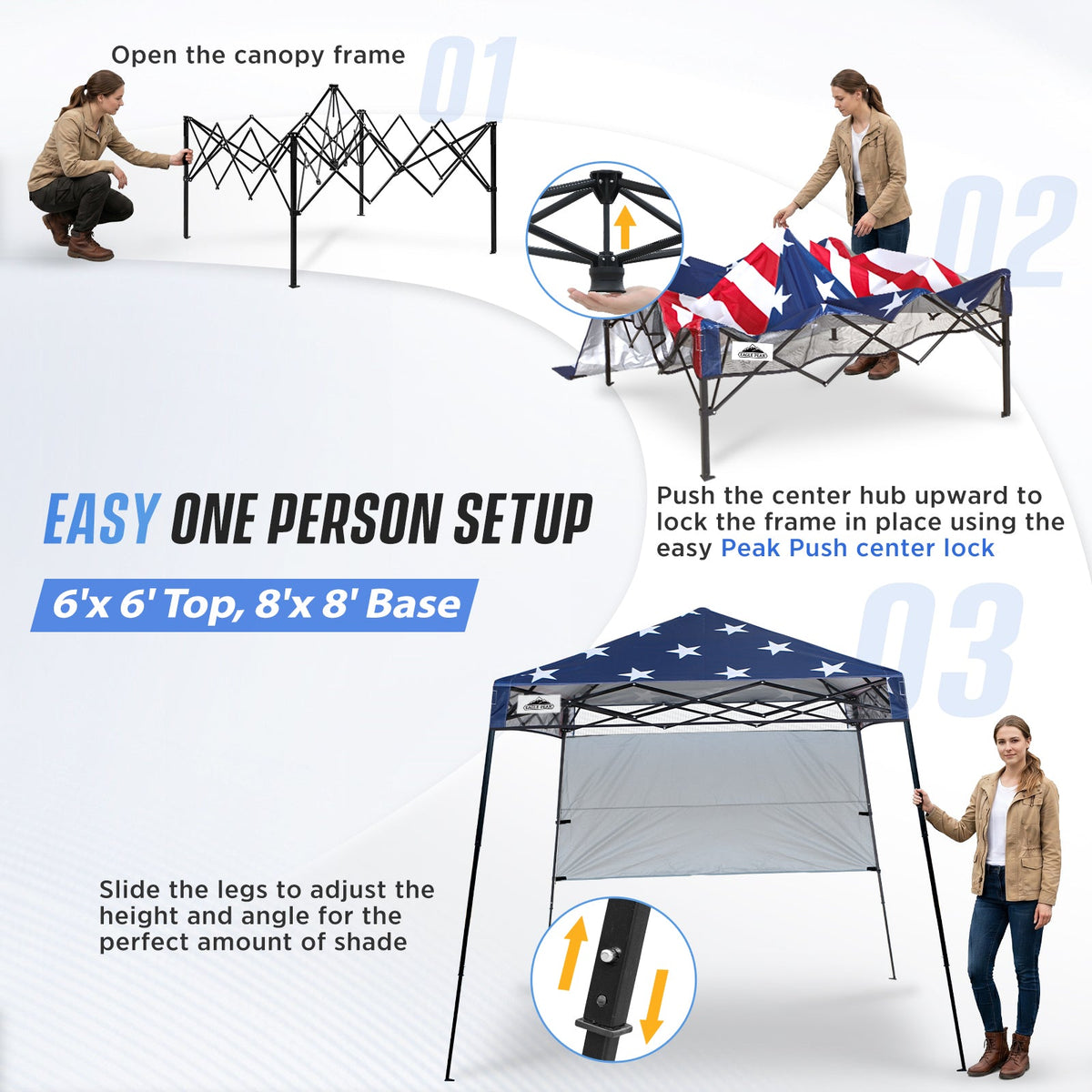 8X8 Pop Up Canopy Tent, Compact Backpack Canopy - Eagle Peak®