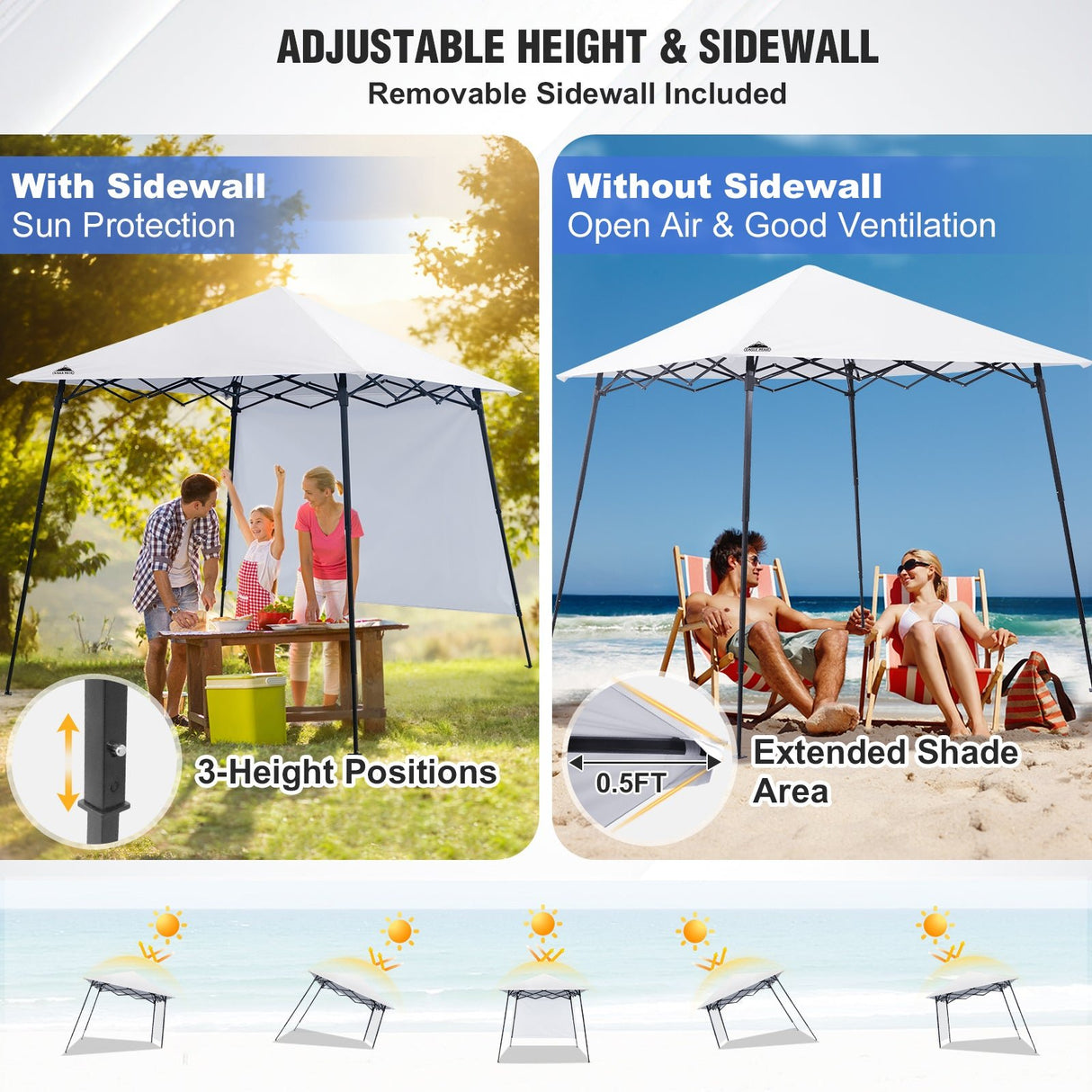 8x8 Pop Up Canopy Tent with Extended Eaves & Sidewall - Eagle Peak Custom Canopy Tent