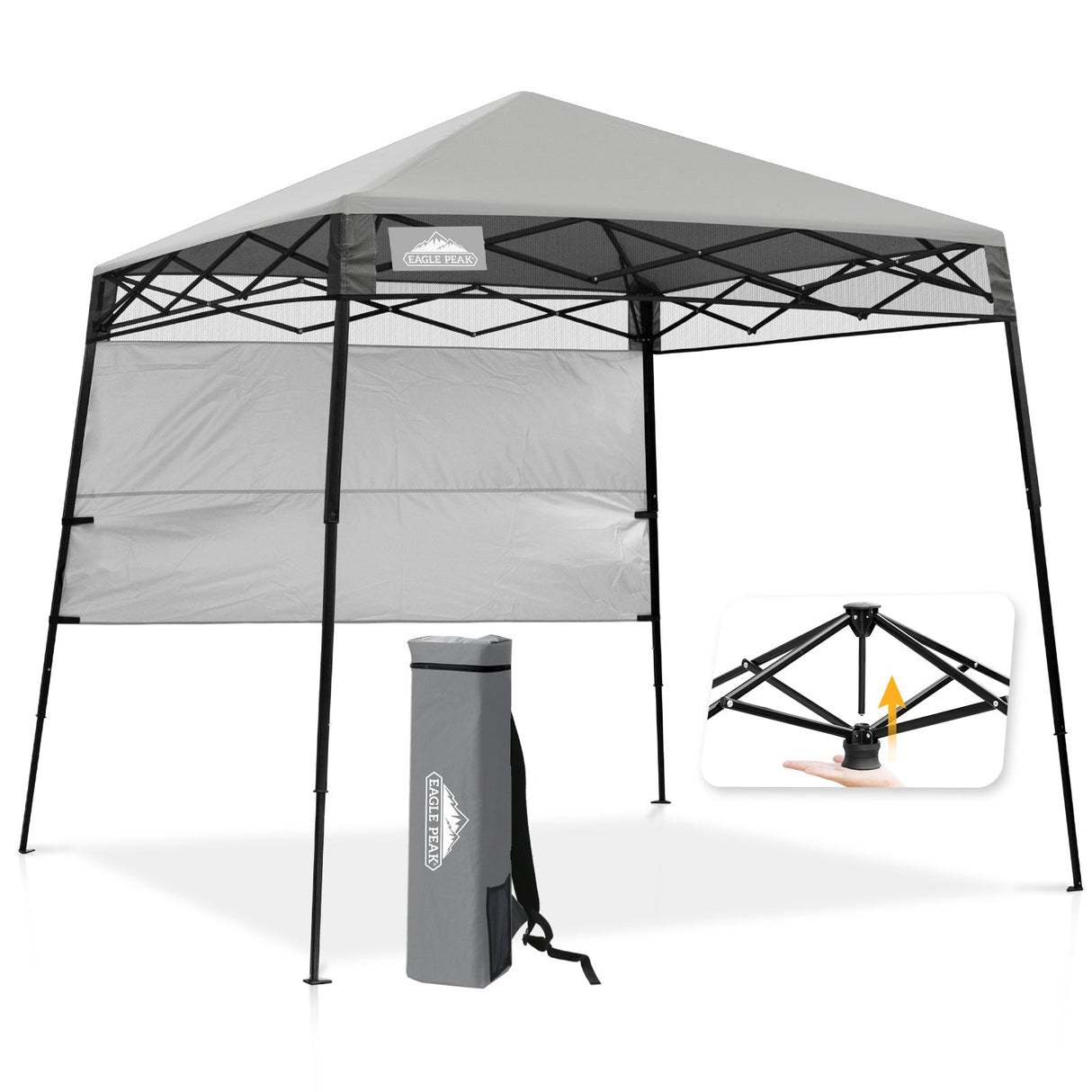 8x8 Pop Up Canopy Tent with Sidewall,8x8 Base 6x6 Top - Eagle Peak Custom Canopy Tent