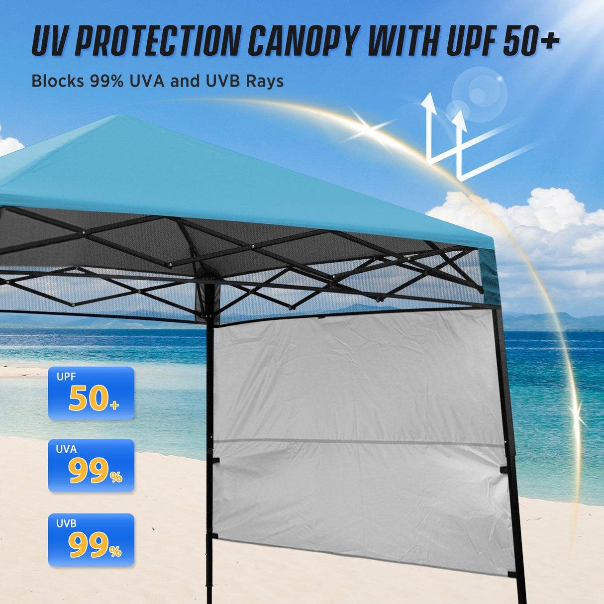 8x8 Pop Up Canopy Tent with Sidewall,8x8 Base 6x6 Top - Eagle Peak Custom Canopy Tent