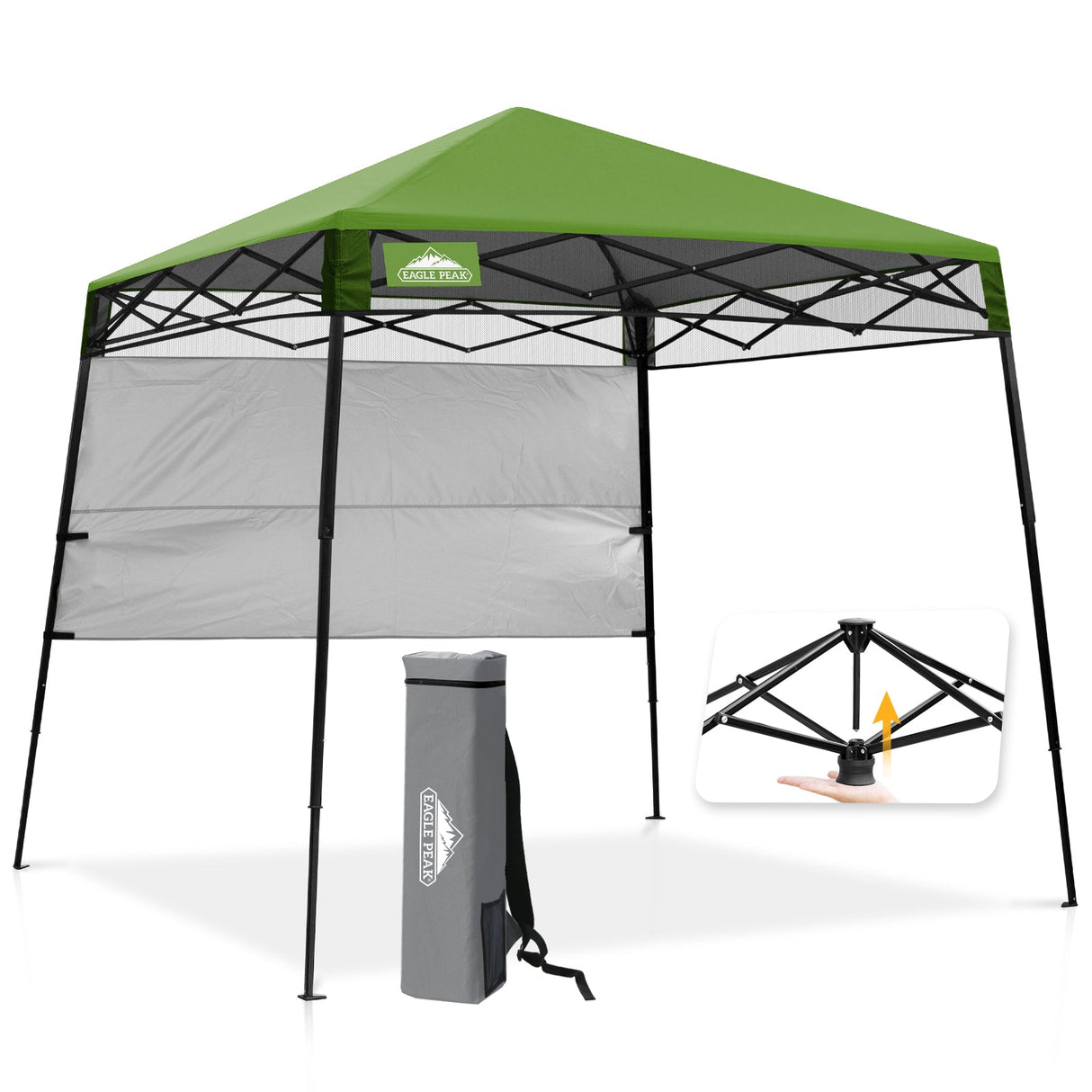 8x8 Pop Up Canopy Tent with Sidewall,8x8 Base 6x6 Top - Eagle Peak®