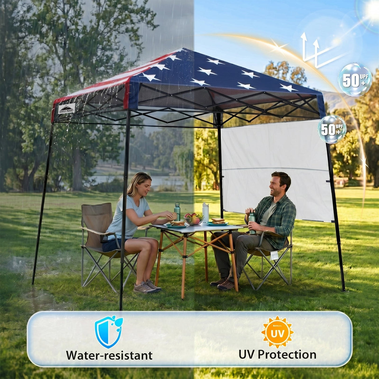 8x8 Pop Up Canopy Tent with Sidewall,8x8 Base 6x6 Top - Eagle Peak®
