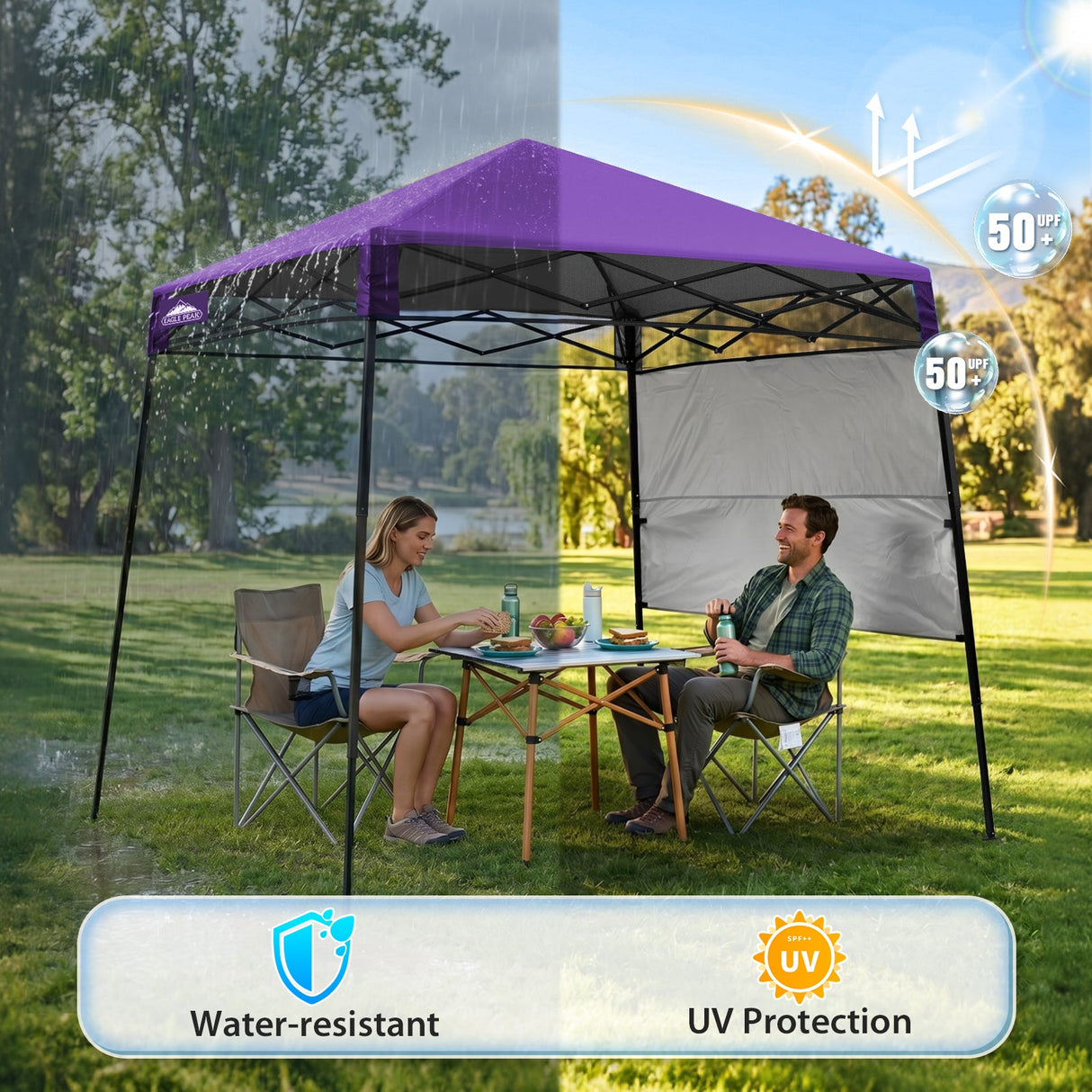 8x8 Pop Up Canopy Tent with Sidewall,8x8 Base 6x6 Top - Eagle Peak®