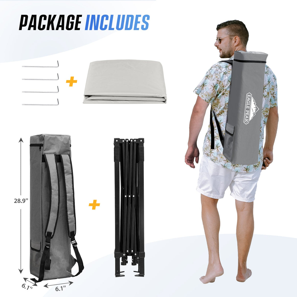 8x8 Pop Up Canopy Tent with Sidewall,8x8 Base 6x6 Top - Eagle Peak