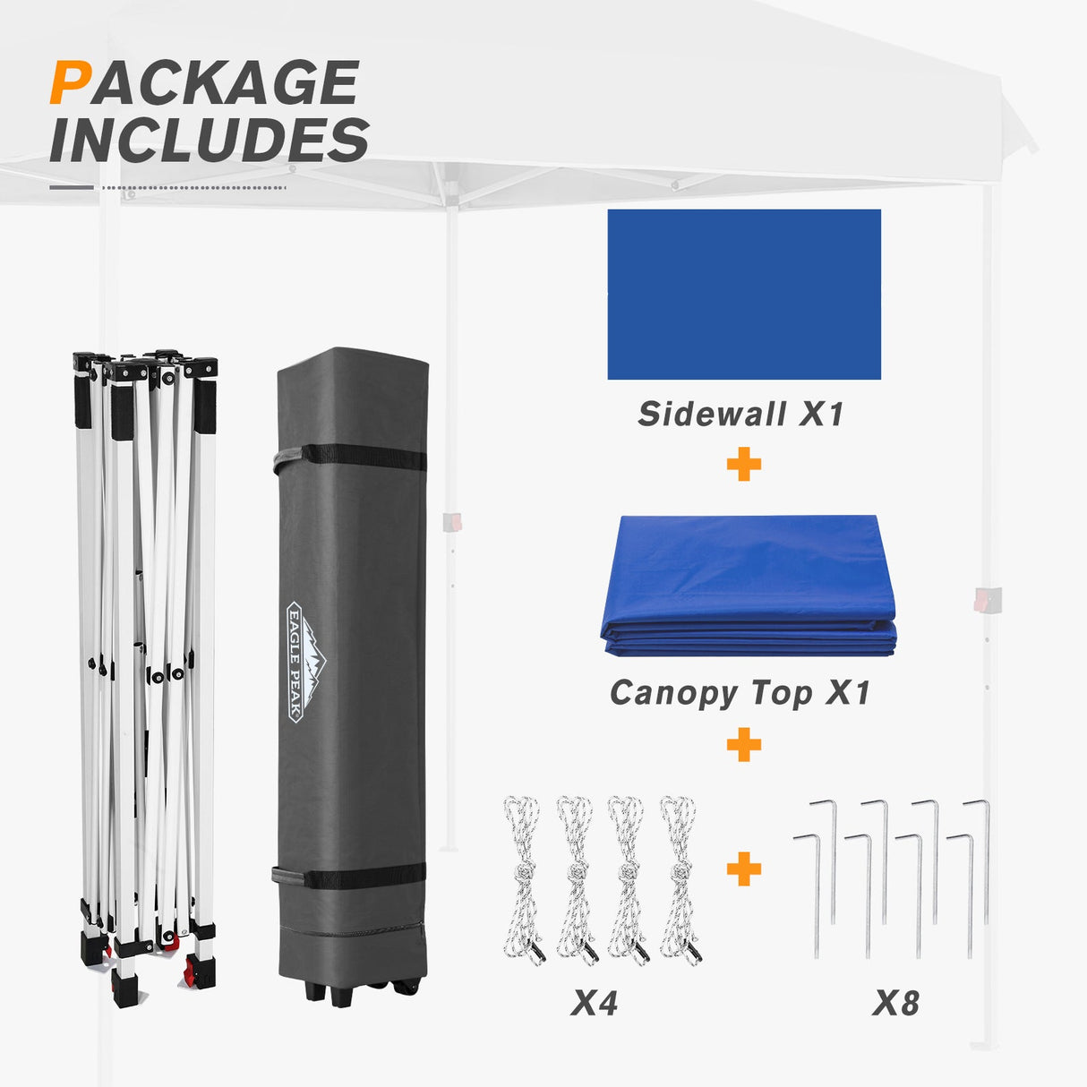 8x8 Pop Up Straight Leg Canopy with Sidewall - Eagle Peak®
