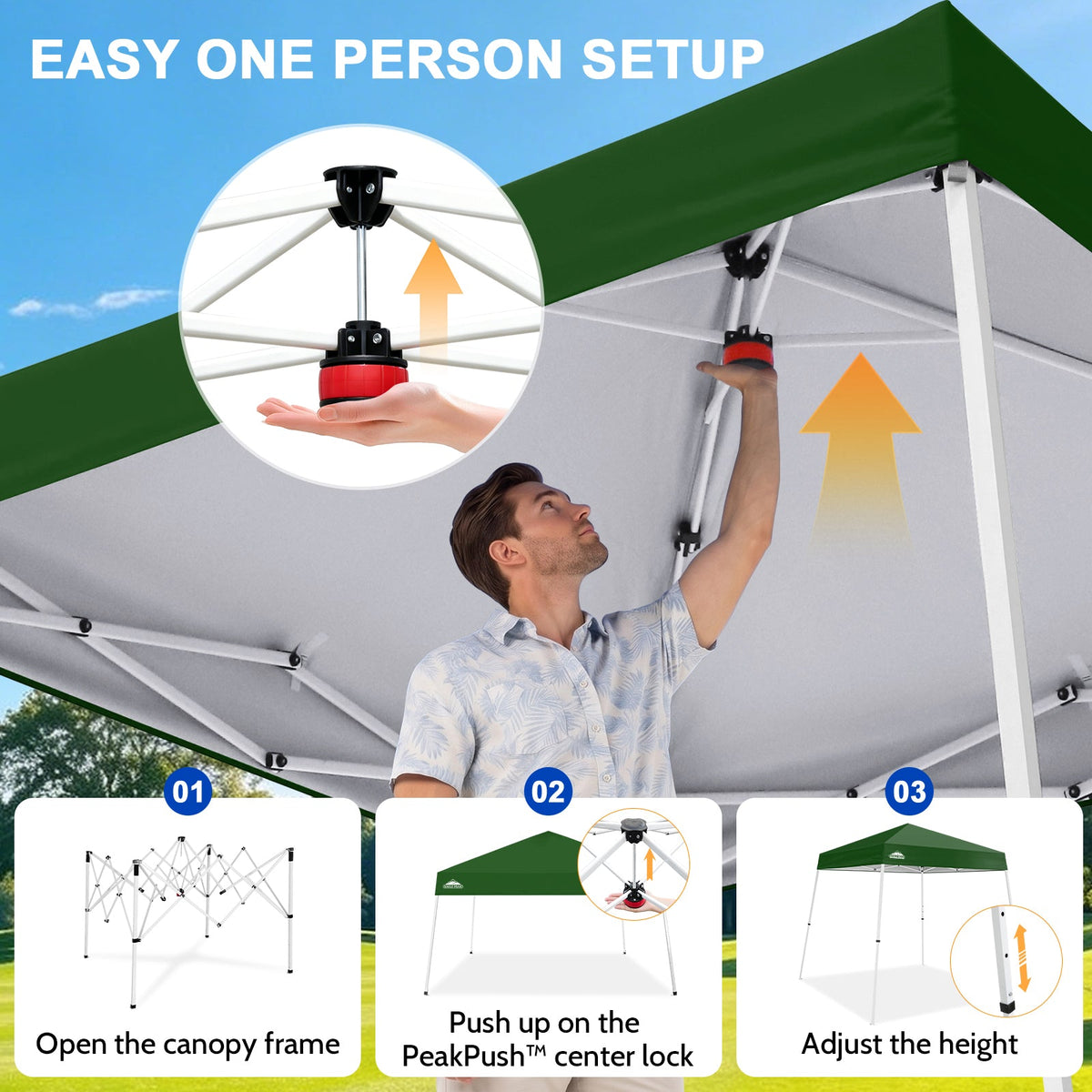 8x8 Slant Leg Pop Up Canopy Tent - Eagle Peak®