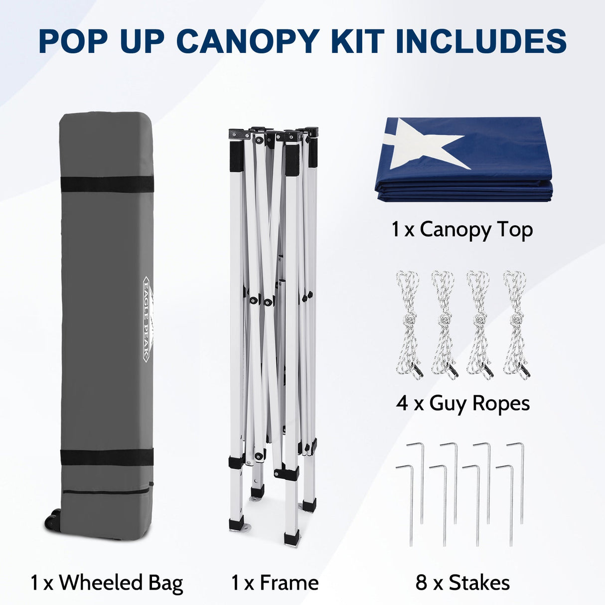 8x8 Slant Leg Pop-up Canopy Tent, Shelter 8x8 Base 6x6 Top - Eagle Peak®