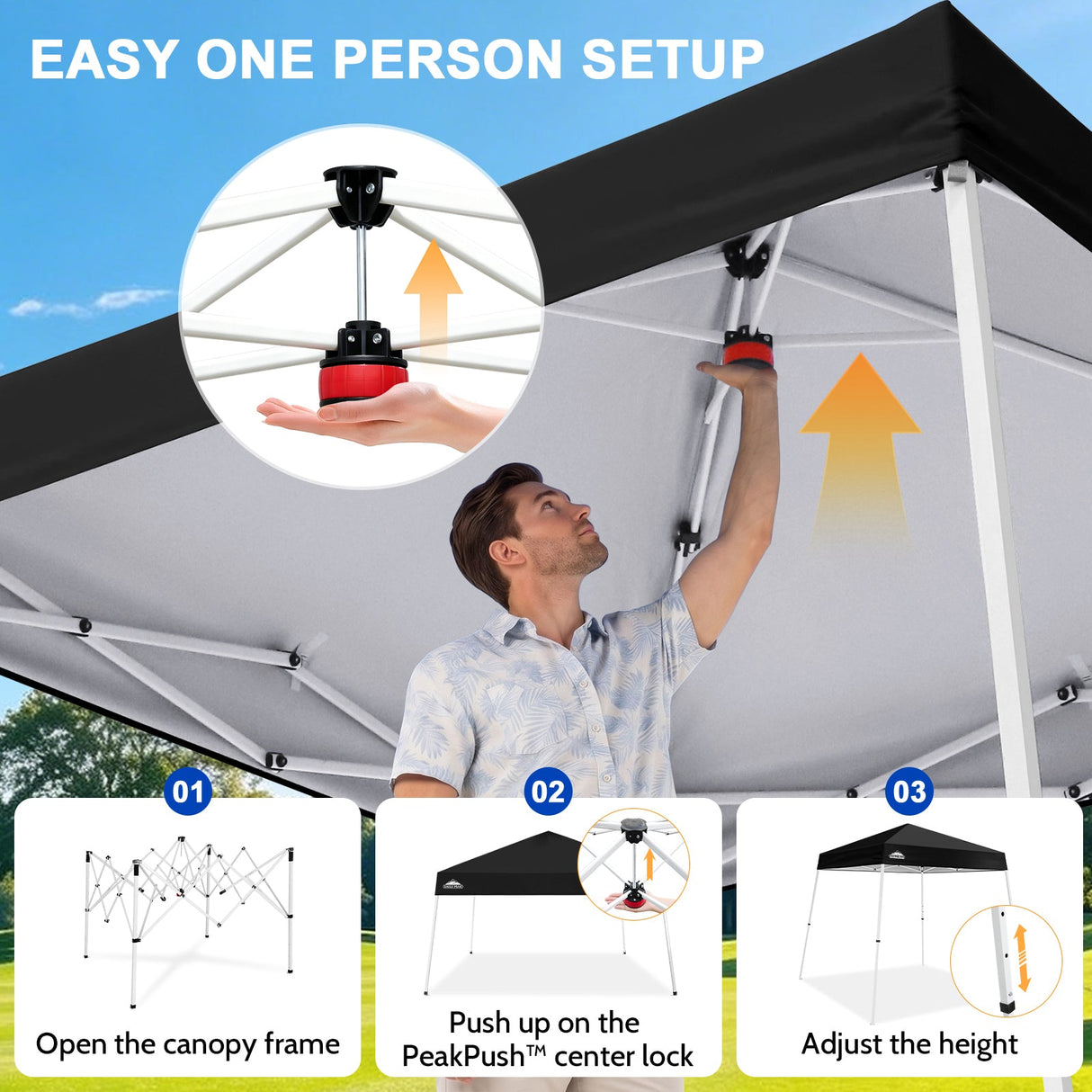 8x8 Slant Leg Pop-up Canopy Tent, Shelter 8x8 Base 6x6 Top - Eagle Peak®