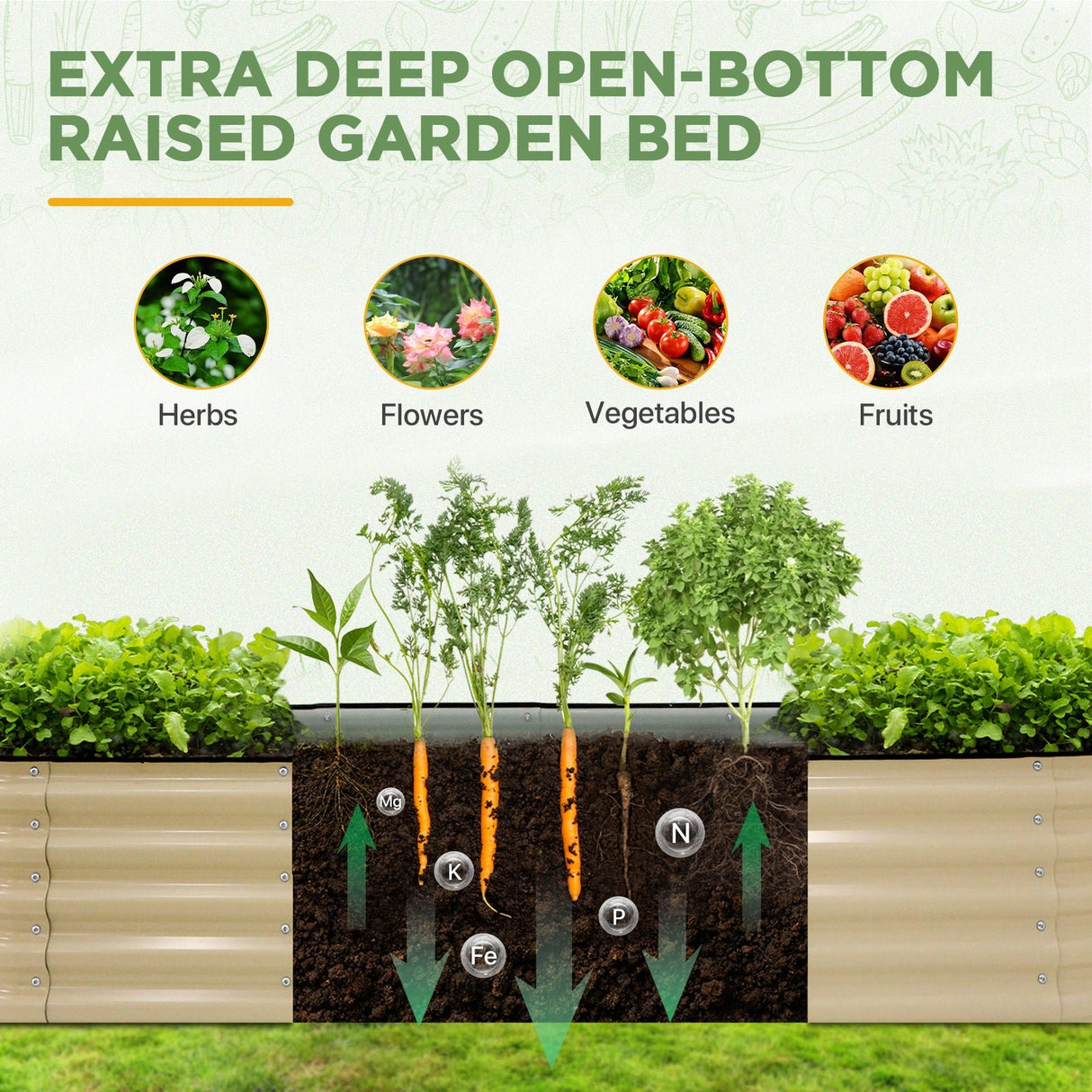 9 in 1 Modular 17in Customizable Elevated Raised Garden Bed, Olive Green - Eagle Peak®
