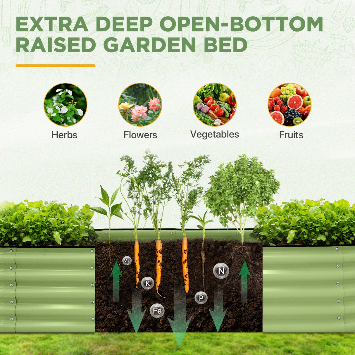 9 in 1 Modular 17in Customizable Elevated Raised Garden Bed, Olive Green - Eagle Peak®