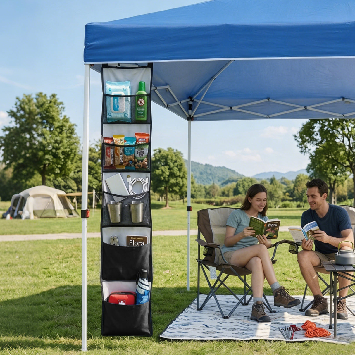 Hanging Storage Organizer for Canopy or Camping, Black