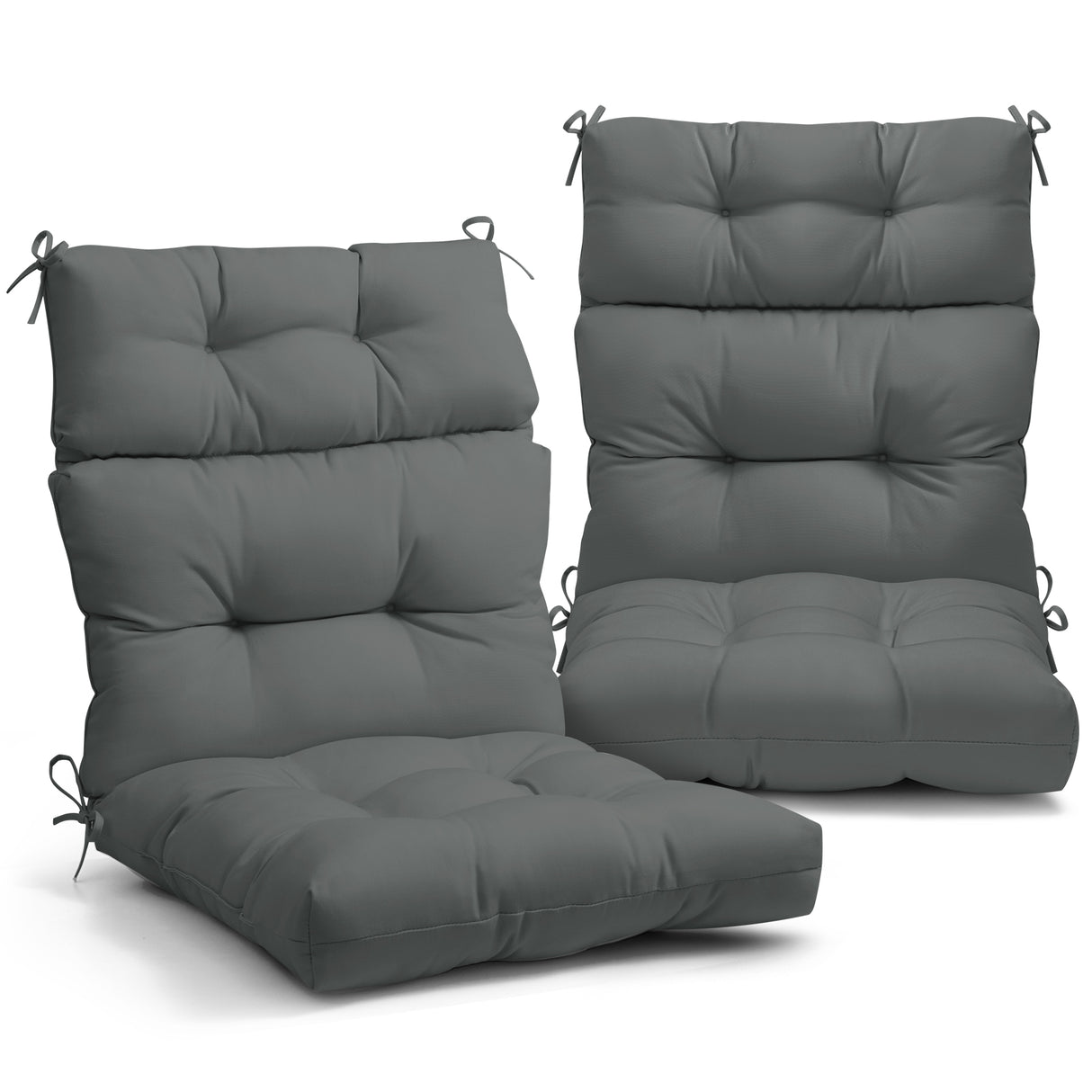 Tufted Outdoor/Indoor High Back Patio Chair Cushion, 2 Pack, 46'' x 22''