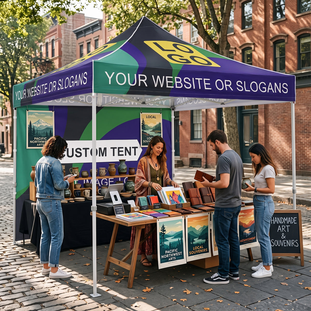Custom Canopy Tent 10x10 with Logo, Custom Vendor Tent, CLICK TO CONFIGURE - Package Prices Start at $579.99