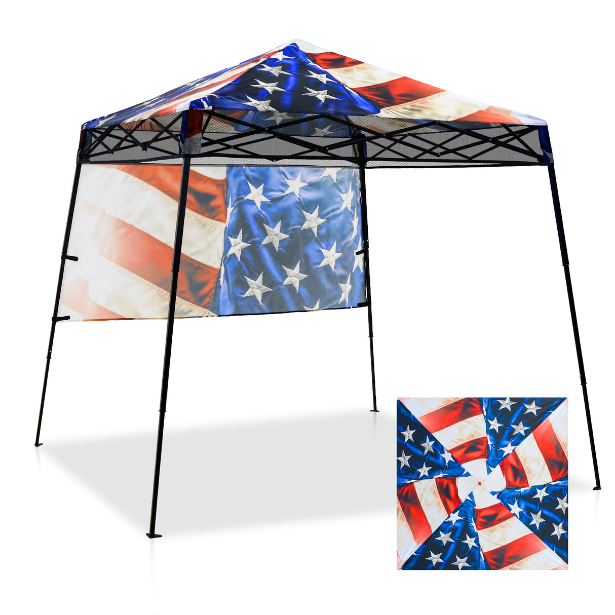 8x8 Backpack Pop Up Canopy Tent w/ Sidewall 8x8 Base 6x6 Top, Unique Printing Fabric