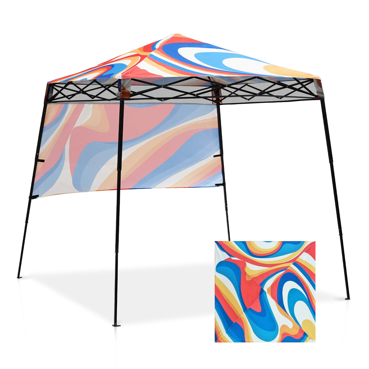 8x8 Backpack Pop Up Canopy Tent w/ Sidewall 8x8 Base 6x6 Top, Unique Printing Fabric