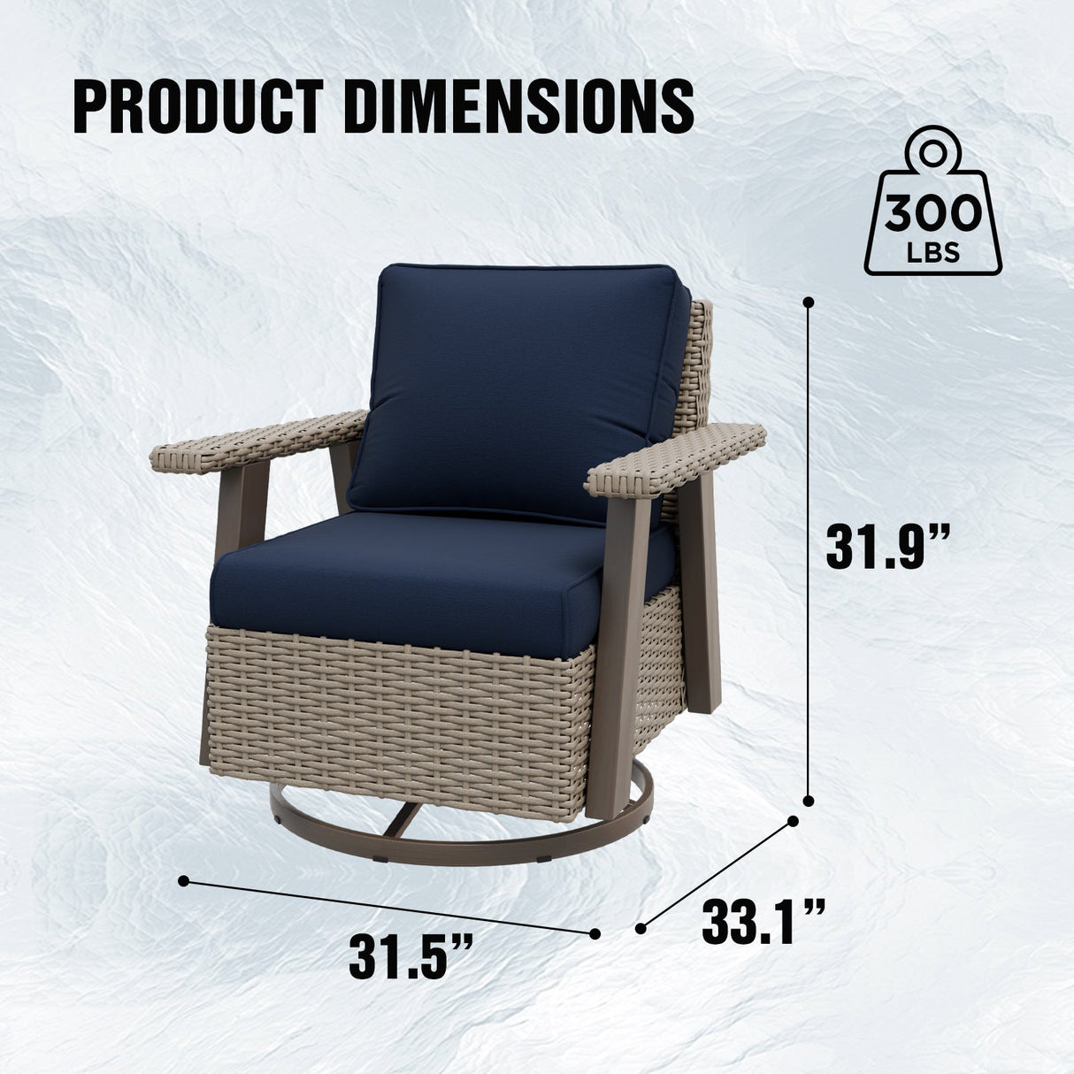 Classic Wicker 360° Swivel Glider Chair, Set of 4, Beige/Beige, Red, Dark Blue, Tan, Black - Eagle Peak Custom Canopy Tent