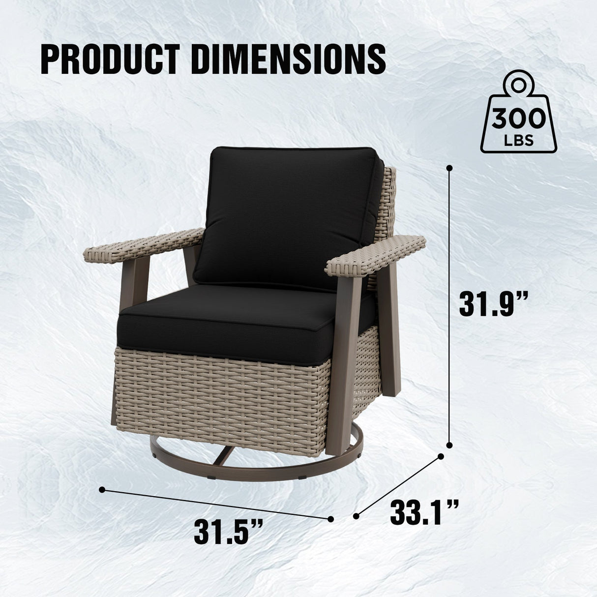 Classic Wicker 360° Swivel Glider Chair, Set of 4, Beige/Beige, Red, Dark Blue, Tan, Black - Eagle Peak Custom Canopy Tent