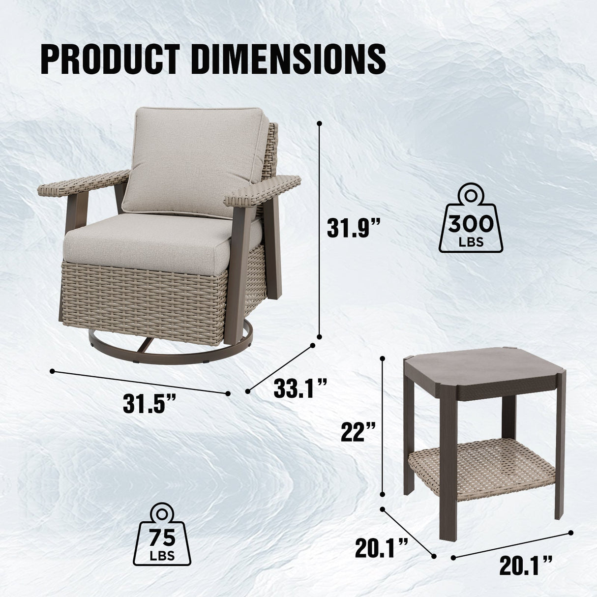 Classic Wicker Patio Bistro Set of 2, Beige/Beige, Red, Dark Blue, Tan, Black - Eagle Peak Custom Canopy Tent