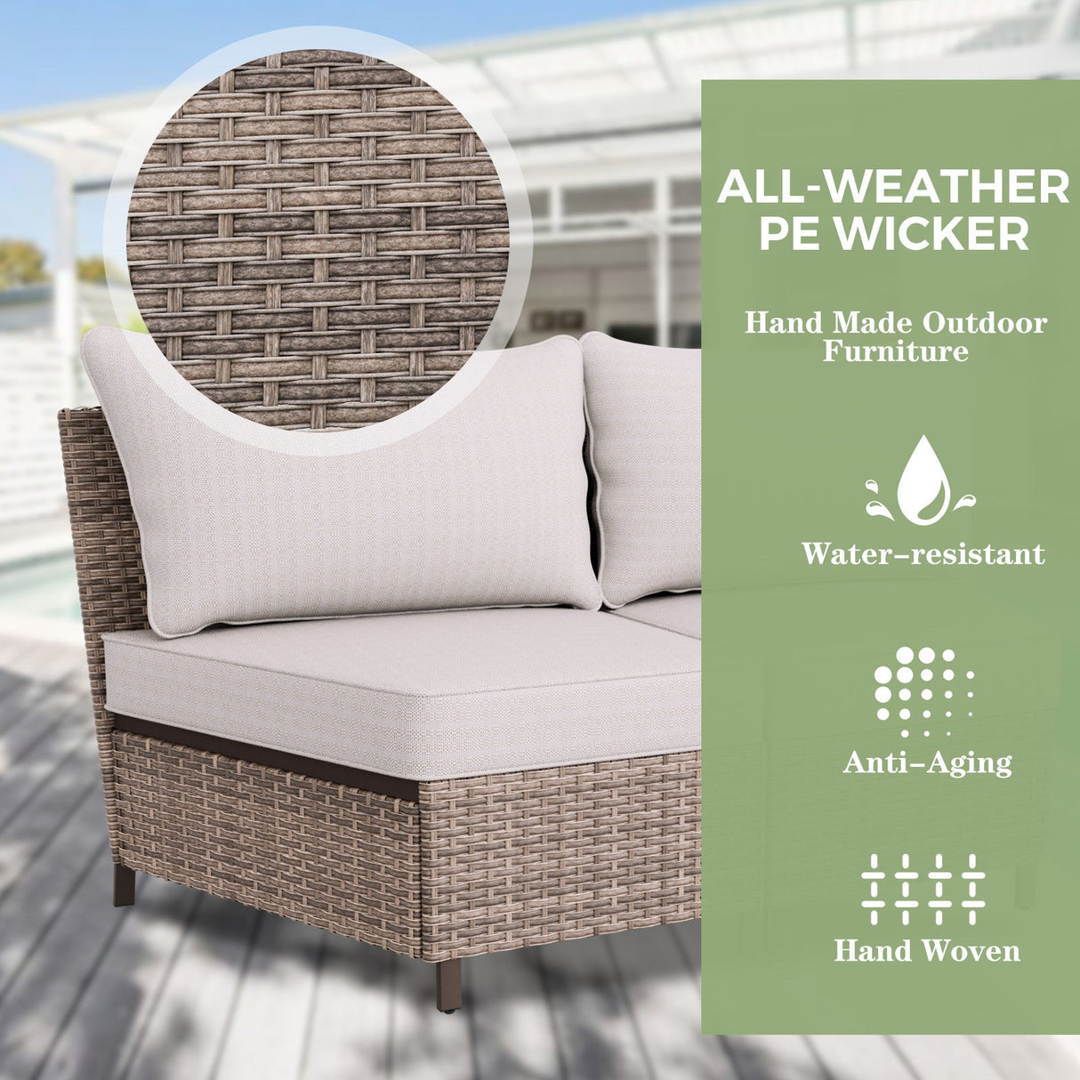 Coastal Vista Outdoor Patio Furniture Set w/ Sectional Sofas, and Coffee Table, Seats 4 - Eagle Peak Custom Canopy Tent