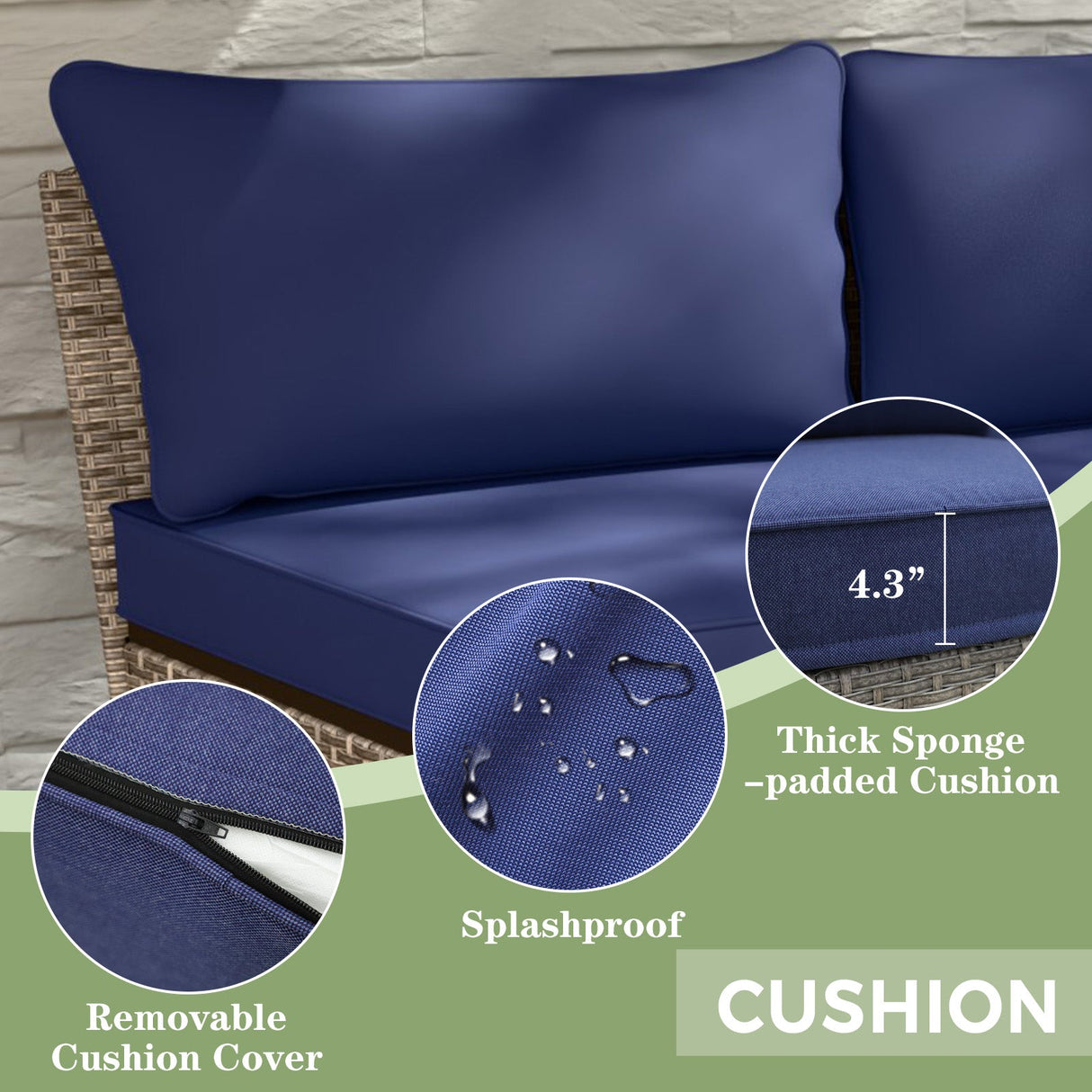 Coastal Vista Outdoor Patio Furniture Set w/ Sectional Sofas, and Coffee Table, Seats 4 - Eagle Peak Custom Canopy Tent