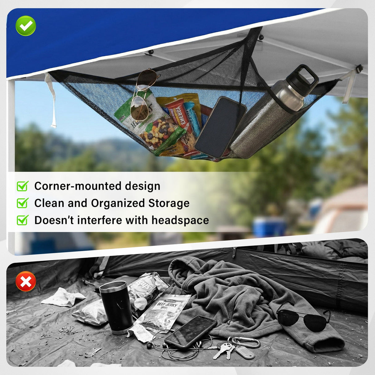 Compact Corner Mesh Shelf for Canopy Tent - Eagle Peak Custom Canopy Tent