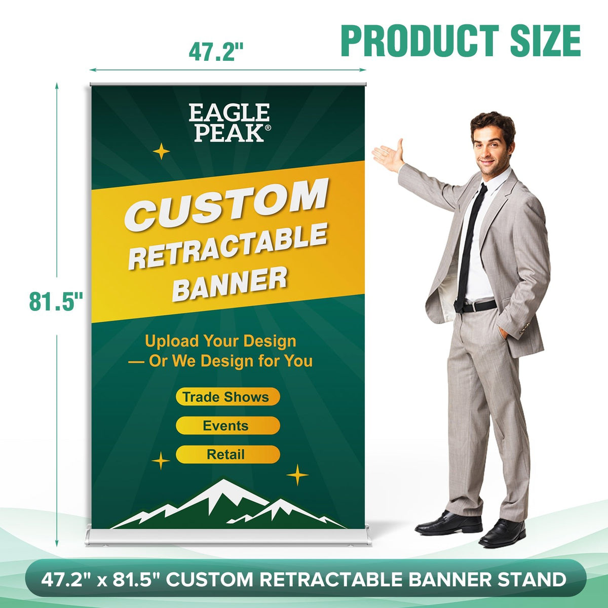 Custom Retractable Banner Stand with Your Business Logo - Eagle Peak®