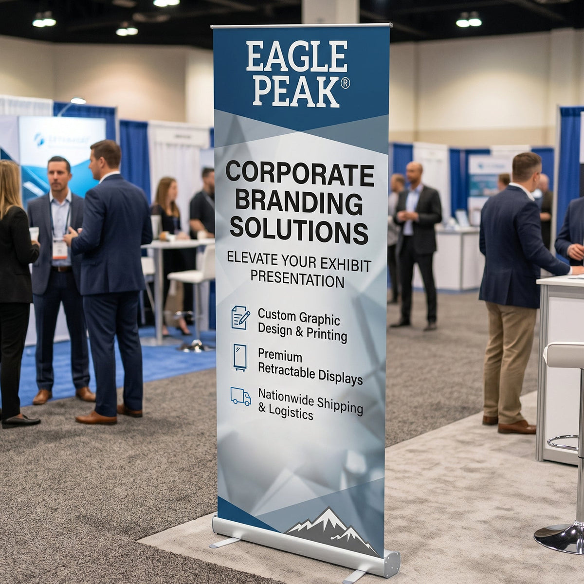 Custom Retractable Banner Stand with Your Business Logo - Eagle Peak®