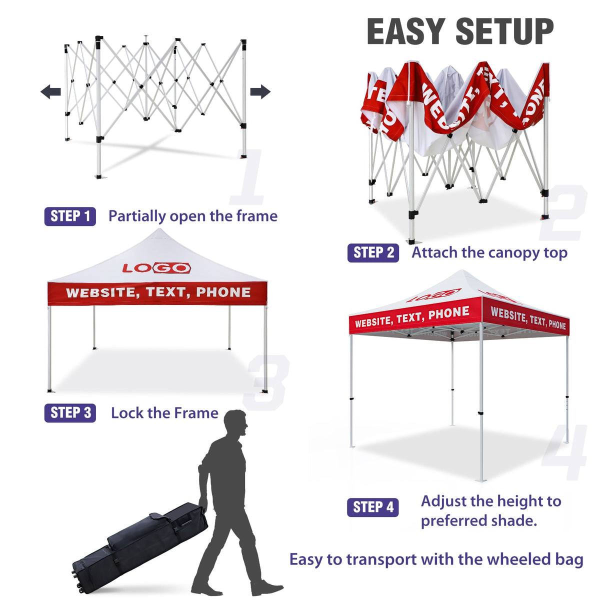 EAGLE PEAK ALX4010 40mm Aluminum Hex Leg Commercial Custom Canopy Tent 10x10 - CLICK TO CONFIGURE - Package Prices Start at $789.00 - Eagle Peak Custom Canopy Tent