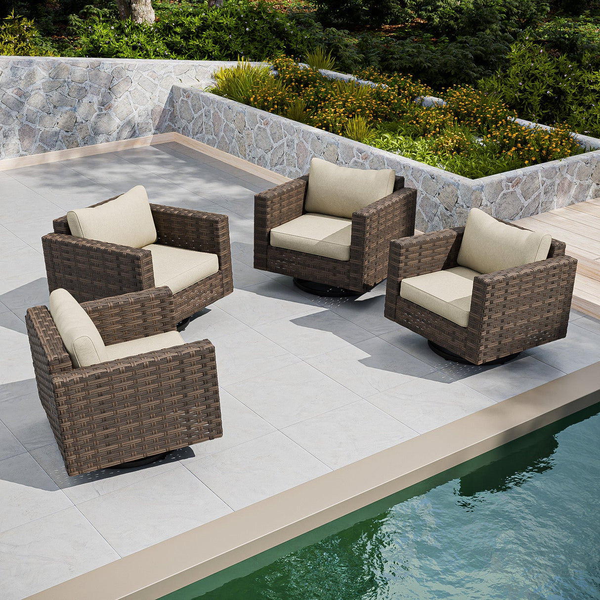 EAGLE PEAK Harbor Haven 1 PC, 2 PCS, 4 PCS Wicker Swivel Rocker Patio Chair - Eagle Peak Custom Canopy Tent