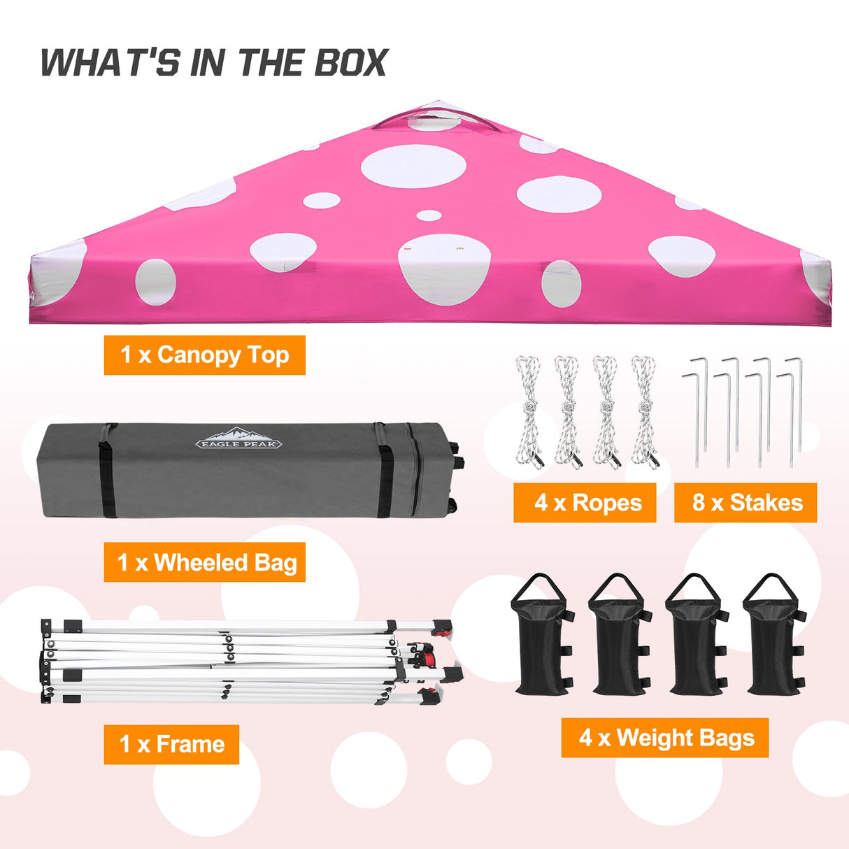 Eagle Peak SHADE GRAPHiX Easy Setup 10x10 Pop Up Canopy Tent (Pink Mushroom Top) - Eagle Peak Custom Canopy Tent