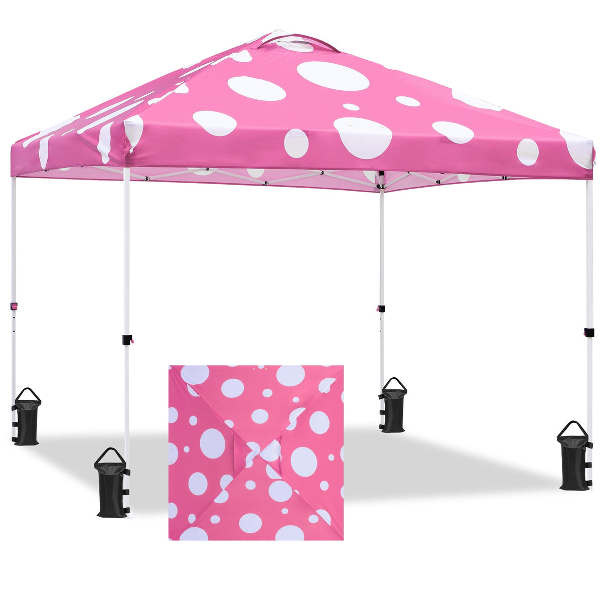 Eagle Peak SHADE GRAPHiX Easy Setup 10x10 Pop Up Canopy Tent (Pink Mushroom Top) - Eagle Peak Custom Canopy Tent