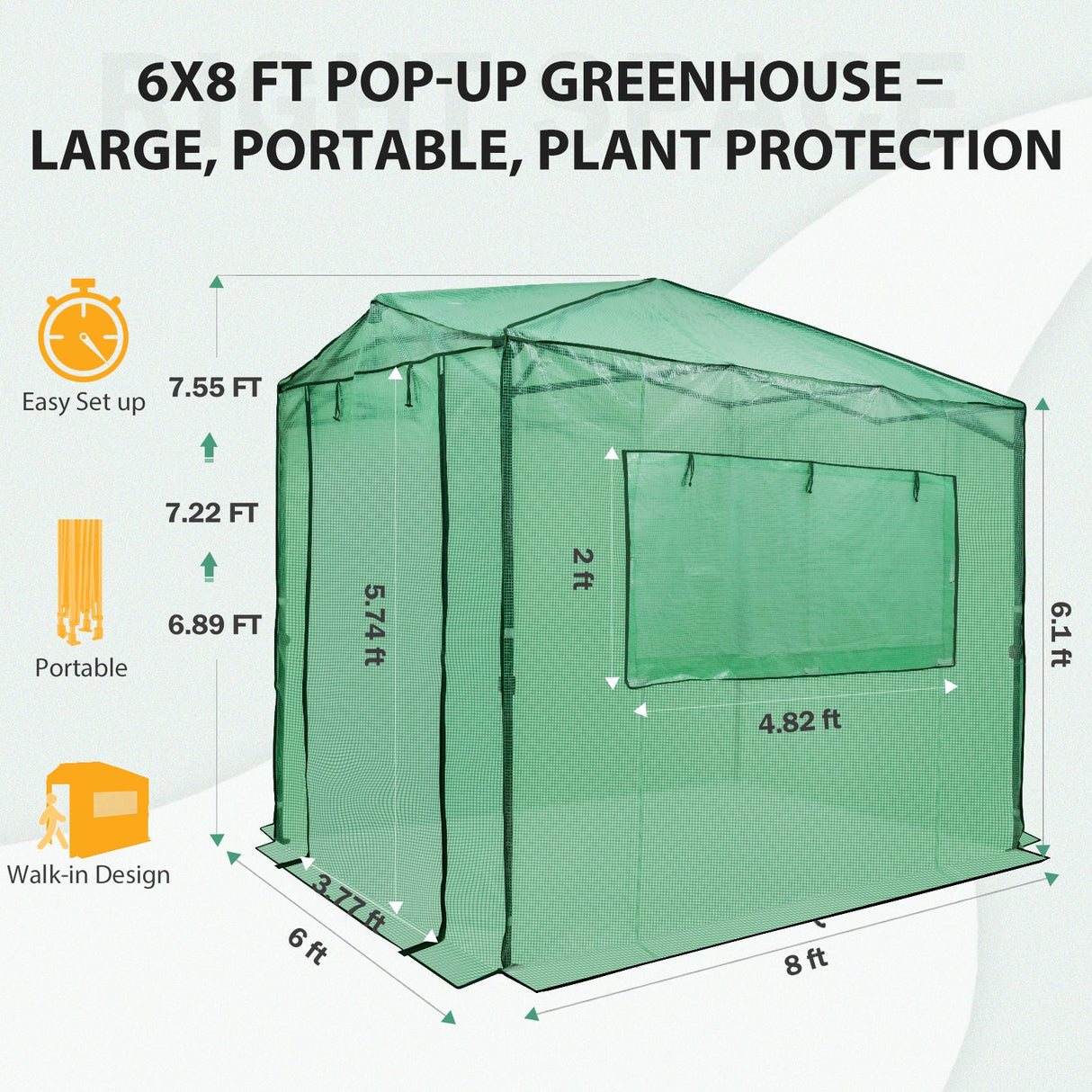 Easy Setup 8x6 Instant Pop Up Greenhouse - Eagle Peak