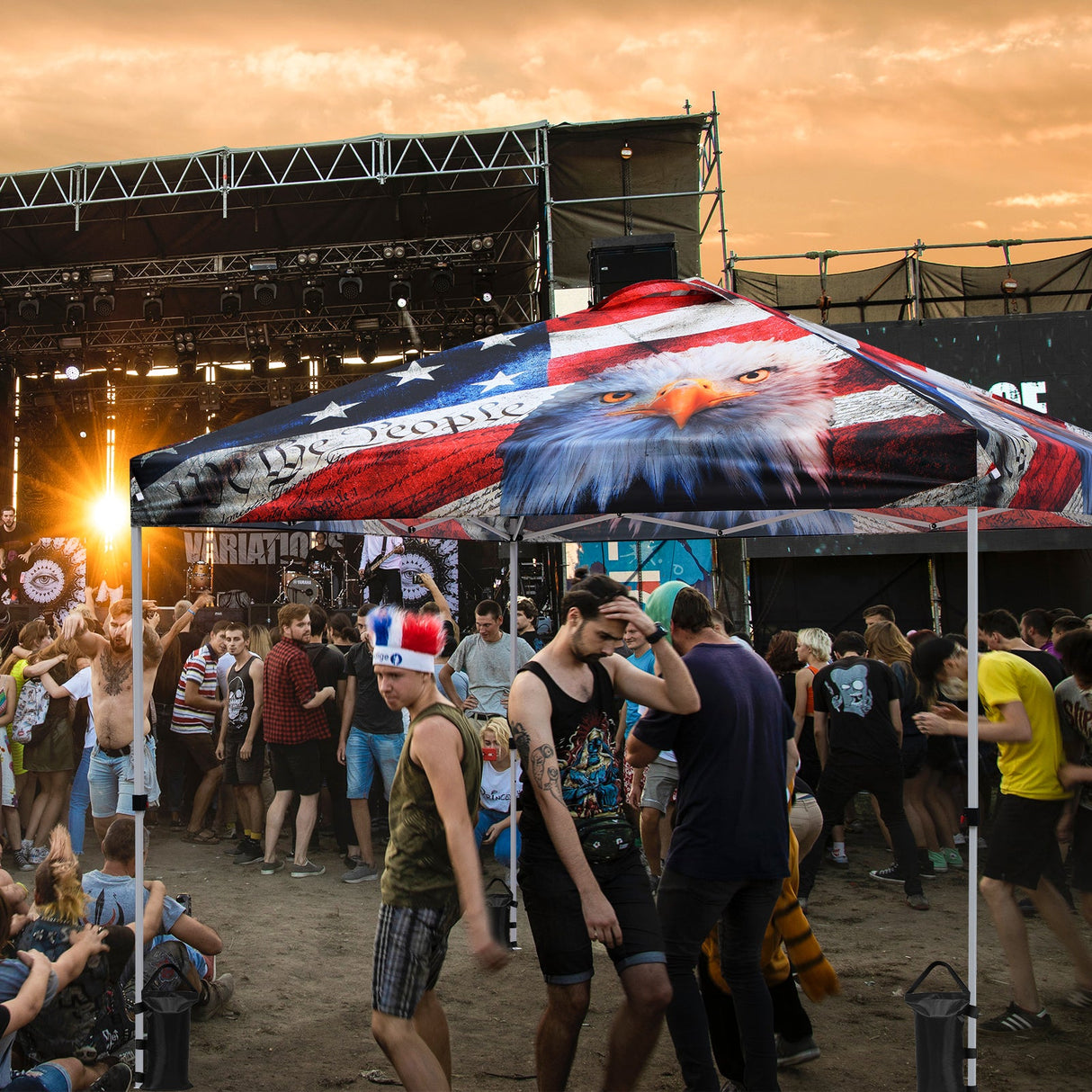 Easy Setup Straight Leg 10x10 Pop Up Canopy Tent Graphix Top w/ 100 sqft of Shade - Eagle Peak Custom Canopy Tent