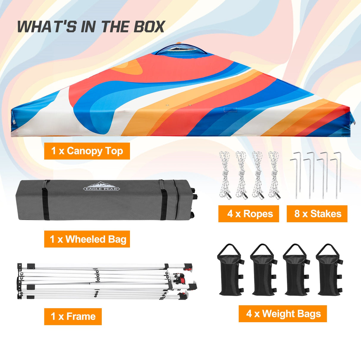 Easy Setup Straight Leg 10x10 Pop Up Canopy Tent Graphix Top w/ 100 sqft of Shade - Eagle Peak Custom Canopy Tent