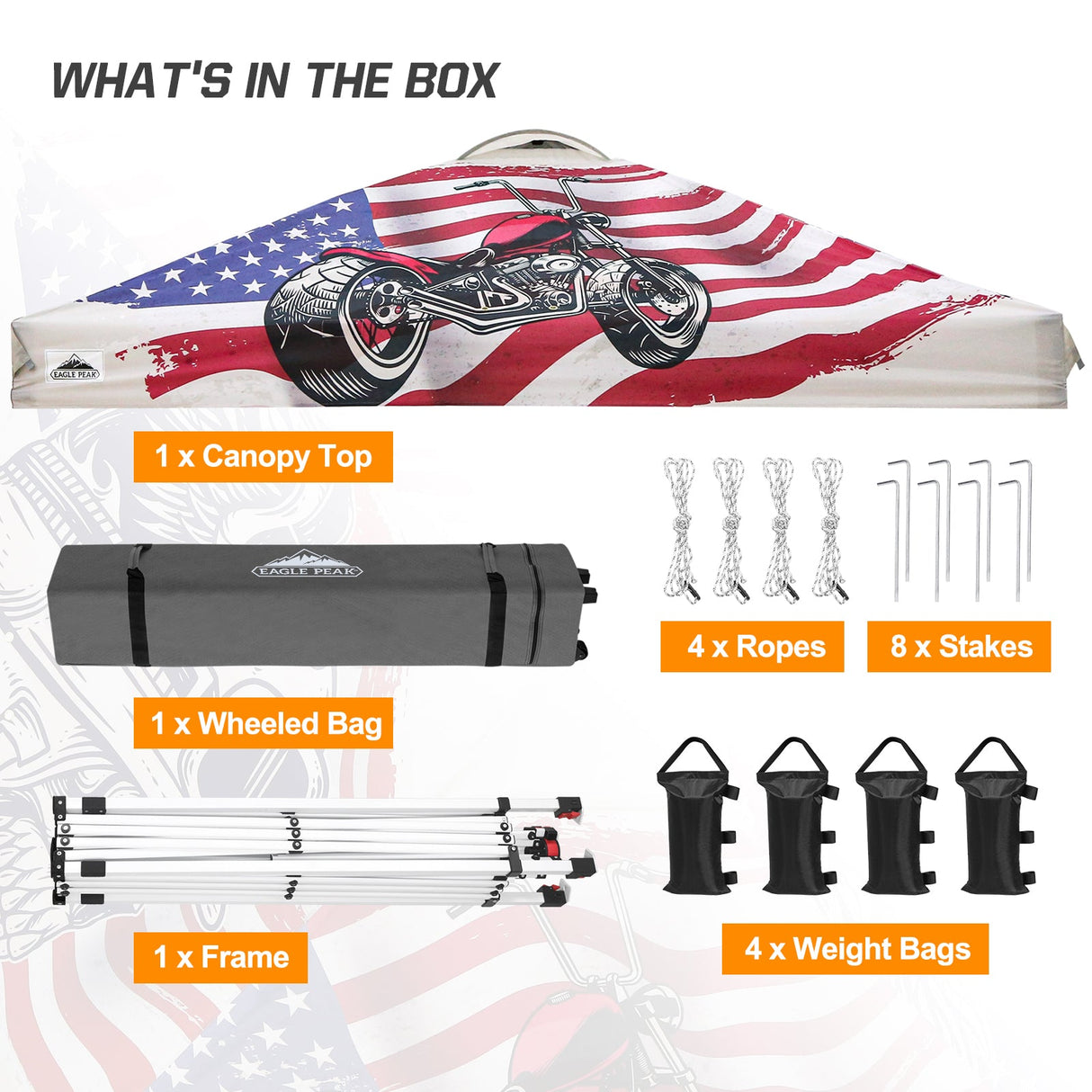 Easy Setup Straight Leg 10x10 Pop Up Canopy Tent Graphix Top w/ 100 sqft of Shade - Eagle Peak Custom Canopy Tent