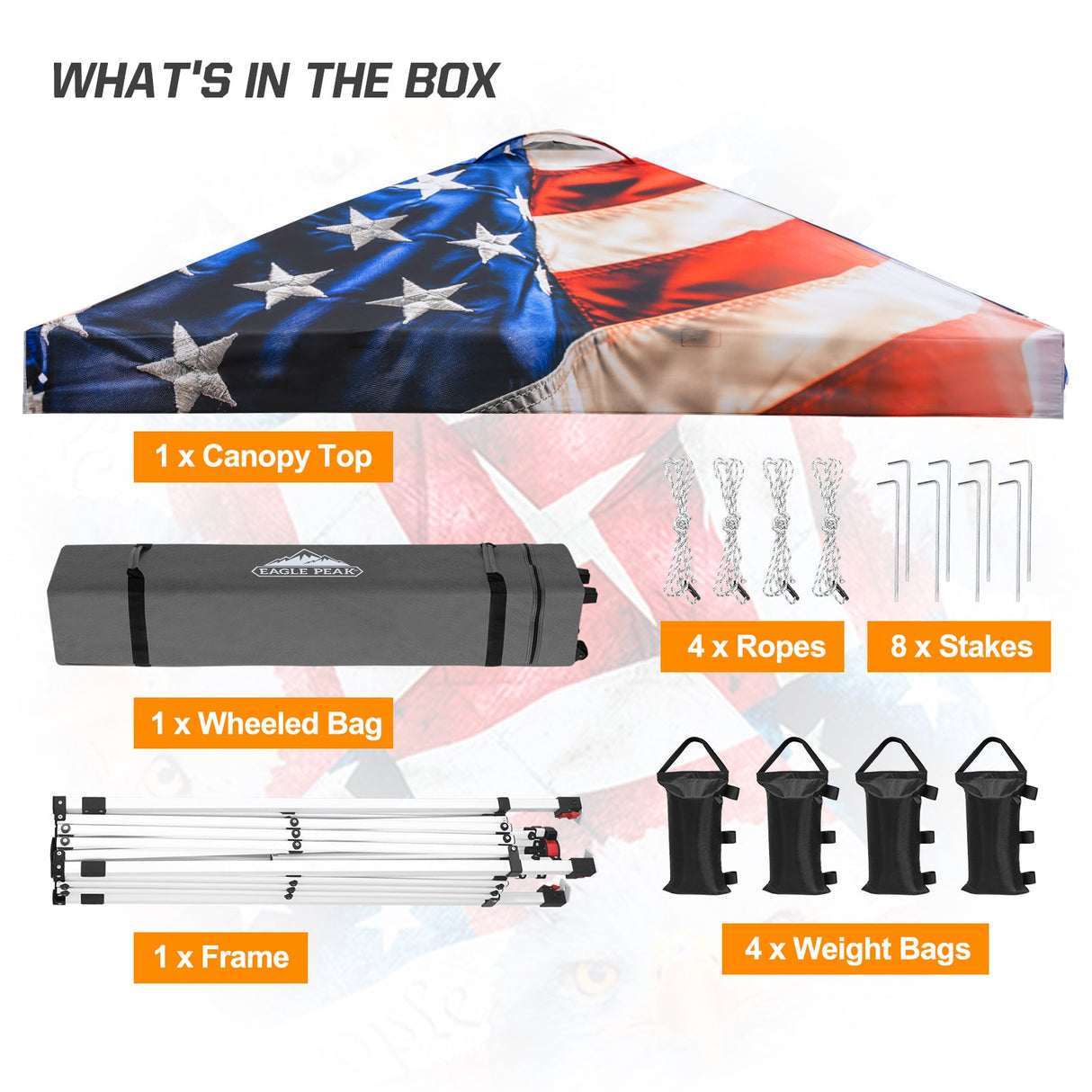 Easy Setup Straight Leg 10x10 Pop Up Canopy Tent Graphix Top w/ 100 sqft of Shade - Eagle Peak Custom Canopy Tent