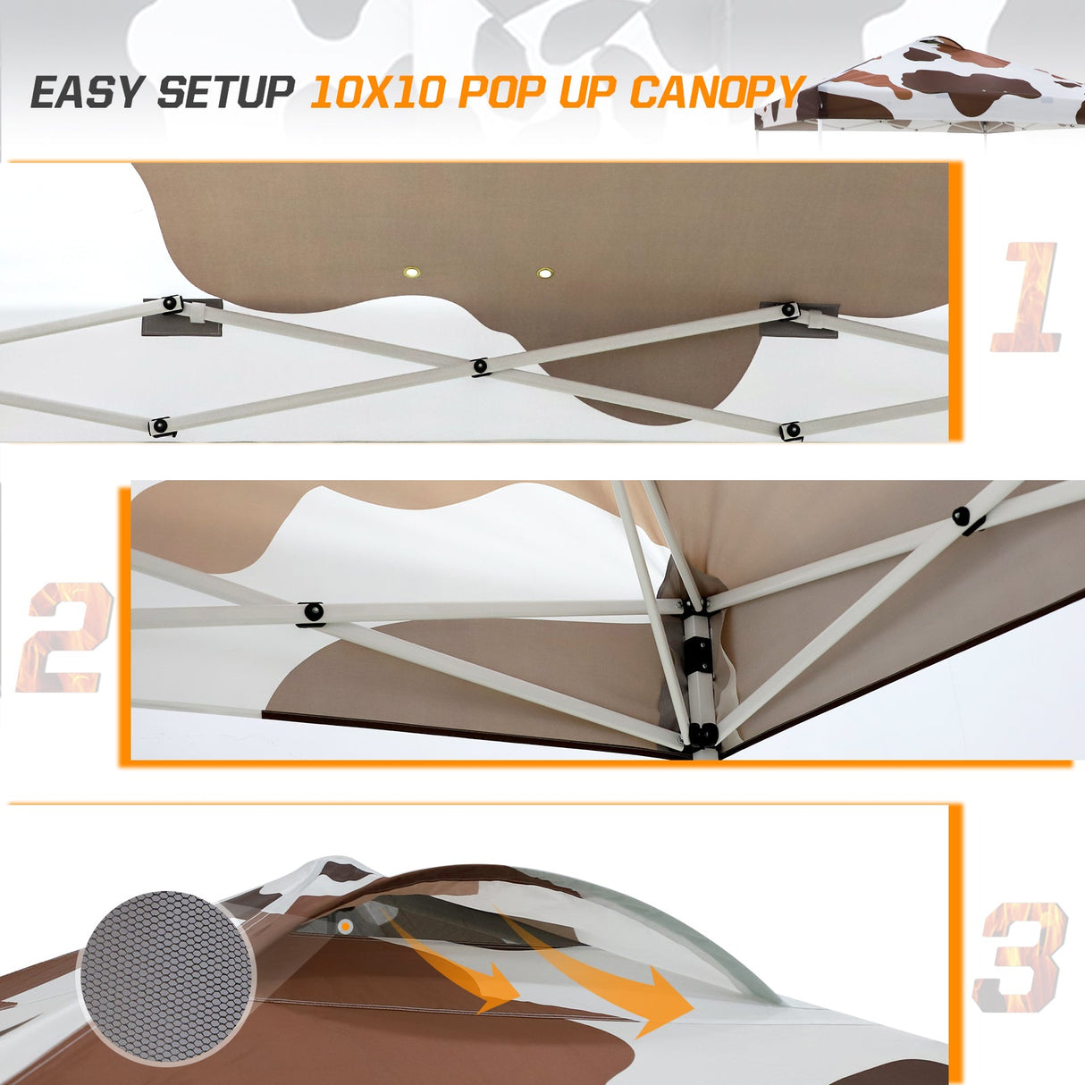 Easy Setup Straight Leg 10x10 Pop Up Canopy Tent Graphix Top w/ 100 sqft of Shade - Eagle Peak Custom Canopy Tent